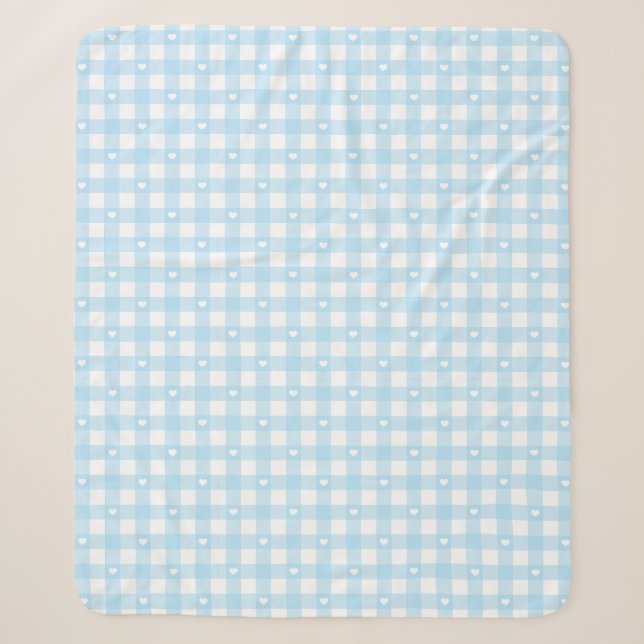 Pastel Blue Checks Sherpadecke (Vorderseite)