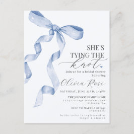 Pastel Blue Coquette Bow Brautparty Einladung Postkarte