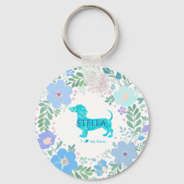 Pastel Blue Dachshund Personalized Name & Photo  Schlüsselanhänger