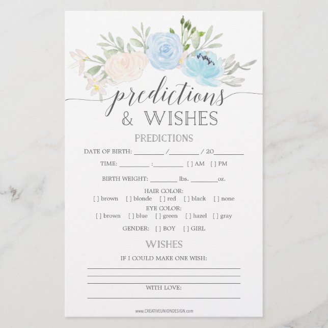 Pastel Blue Double Sided Baby Showspiele (Vorderseite)