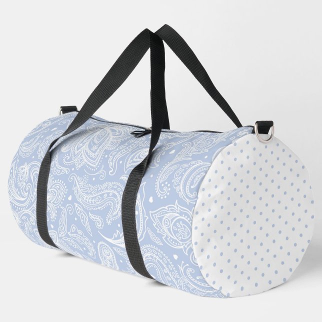 PASTEL BLUE ELABORATE PAISLEY PATTERN & DOTS DUFFLE BAG (Linke Ecke)