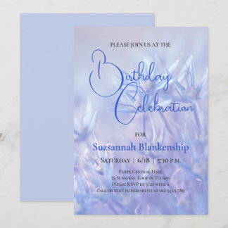 Pastel Blue Floral Hintergrund Geburtstagsparty Einladung
