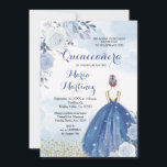 Pastel Blue Flowers Quinceañera Einladung<br><div class="desc">Pastel Blue Flowers Quinceañera Einladung Mis Quince Anos,  15.</div>