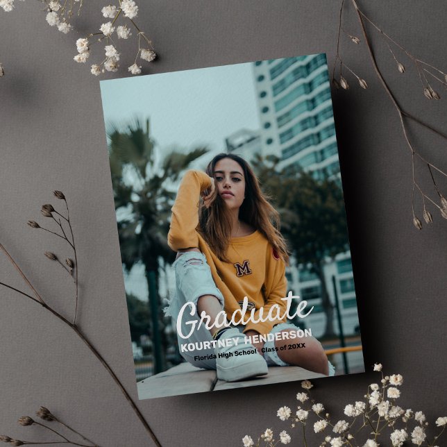 Pastel Blue Foto Graduation Party Einladung (Pastel Blue Photo Graduation Party)