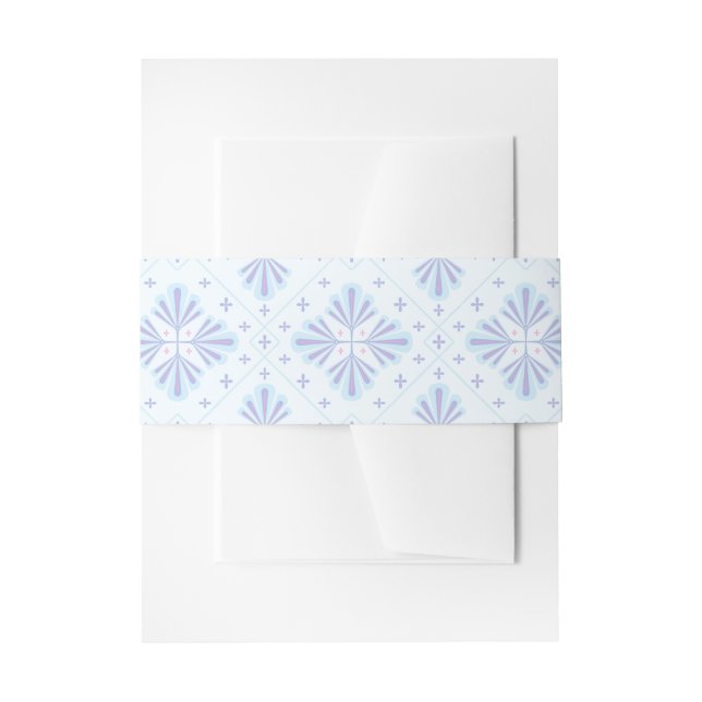 Pastel Blue Geometric Floral Repeat Pattern  Einladungsbanderole (Vorderseite Beispiel)