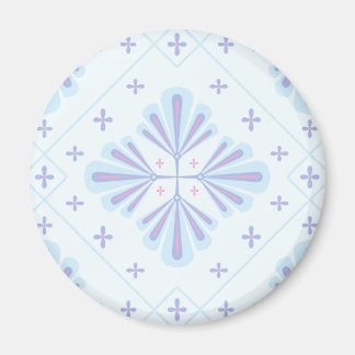 Pastel Blue Geometric Floral Repeat Pattern Magnet
