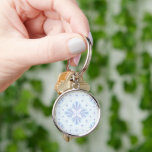 Pastel Blue Geometric Floral Repeat Pattern  Schlüsselanhänger<br><div class="desc">Flower Petals Repeat Pattern</div>