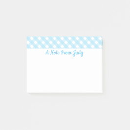 Pastel Blue Gingham Pattern Post-it Klebezettel