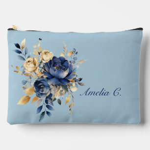 Pastel Blue & Gold Aquarelltasche Zubehörtasche