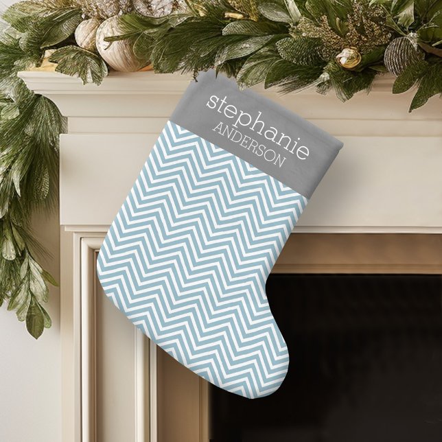 Pastel Blue & Gray Baby Shower Suite Kleiner Weihnachtsstrumpf (Personalized Christmas Stocking)