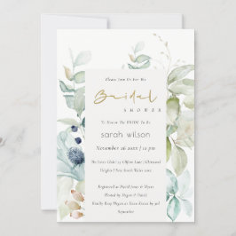 Pastel Blue Green Foliage Brautparty laden Dankeskarte