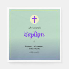 Pastel Blue Green Lila Spring Baptisse Serviette