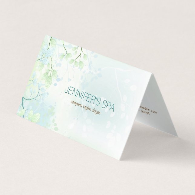 Pastel Blue Green Spring Blossom Business Card Visitenkarten (Vorderseite)