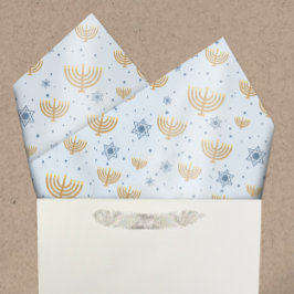 Pastel Blue Hanukkah Menorah Star von David Patter Seidenpapier