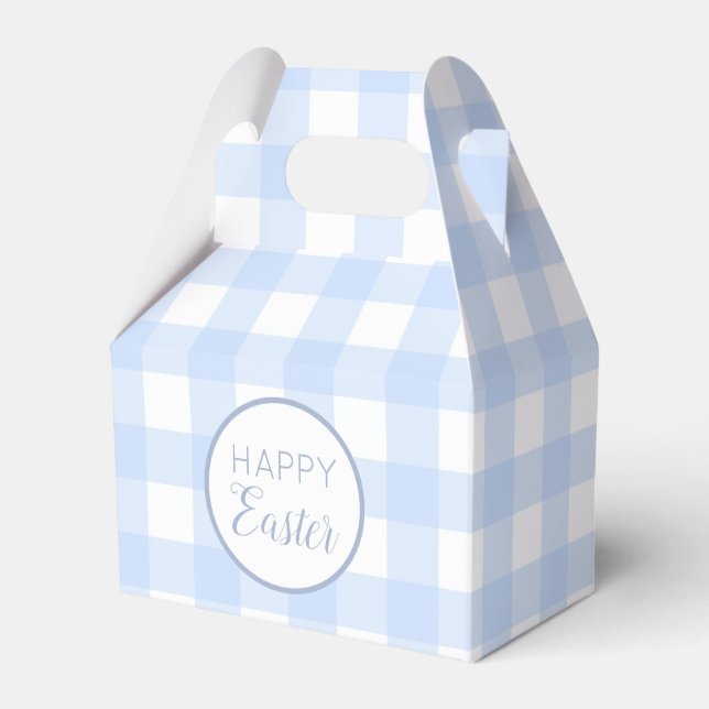 Pastel Blue Happy Oaster Kariertes Muster Geschenkschachtel (Vorderseite)