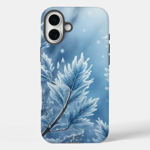 PASTEL BLUE HOLIDAY WINTER FROSTY SNOWFLAKES iPhone 16 PLUS HÜLLE