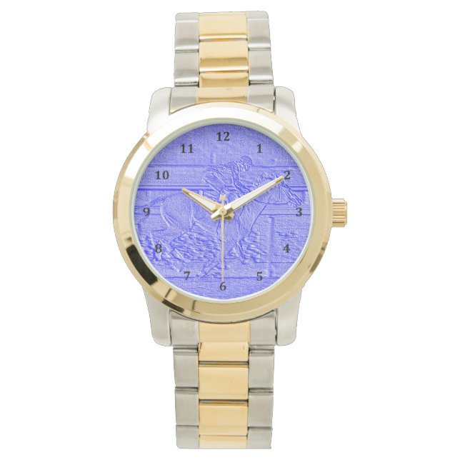 Pastel Blue Horace Racing Thoroughbred Racehorse Armbanduhr (Vorderseite)