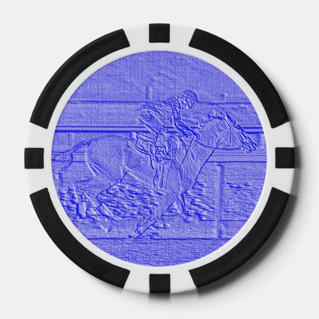 Pastel Blue Horace Racing Thoroughbred Racehorse Pokerchips (Vorderseite)