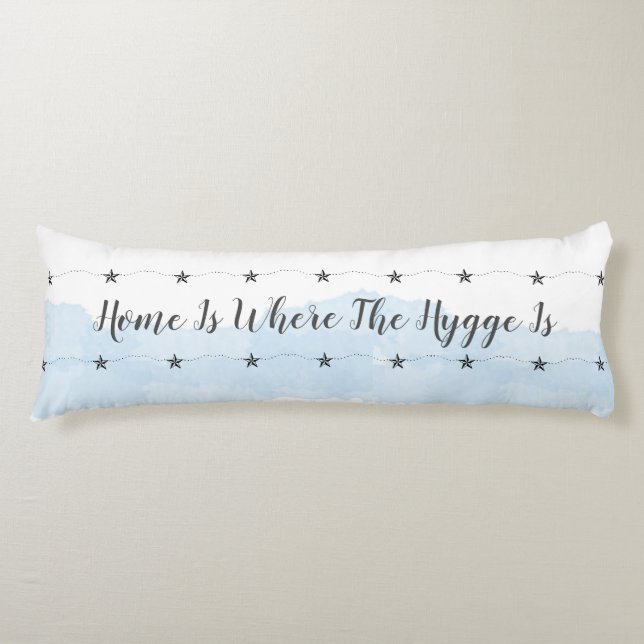 Pastel Blue Hygge zitieren Cosy Zuhause Seitenschläferkissen (Vorderseite)