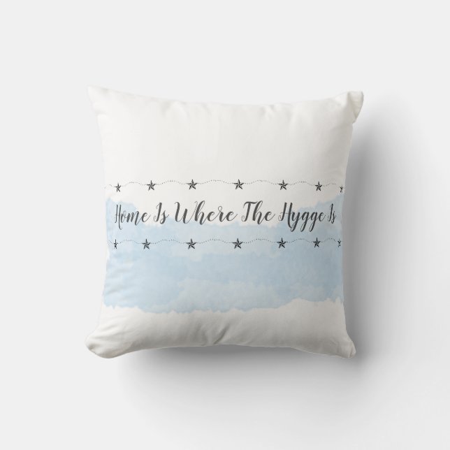 Pastel Blue Hygge Zuhause Quote Kissen (Vorderseite)