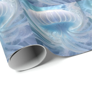 Pastel Blue Jellyfish Fraktal Kunst im Wasser Geschenkpapier