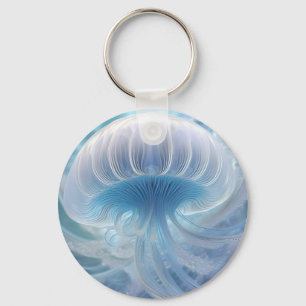 Pastel Blue Jellyfish Fraktal Kunst im Wasser Schlüsselanhänger