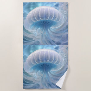 Pastel Blue Jellyfish Fraktal Kunst im Wasser Strandtuch