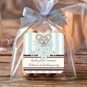 Pastel Blue Koala Kinderdusche / Kindergeburtstag Quadratischer Aufkleber