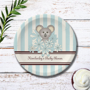 Pastel Blue Koala Kindergeburtstag   Boy Baby Dusc Pappteller