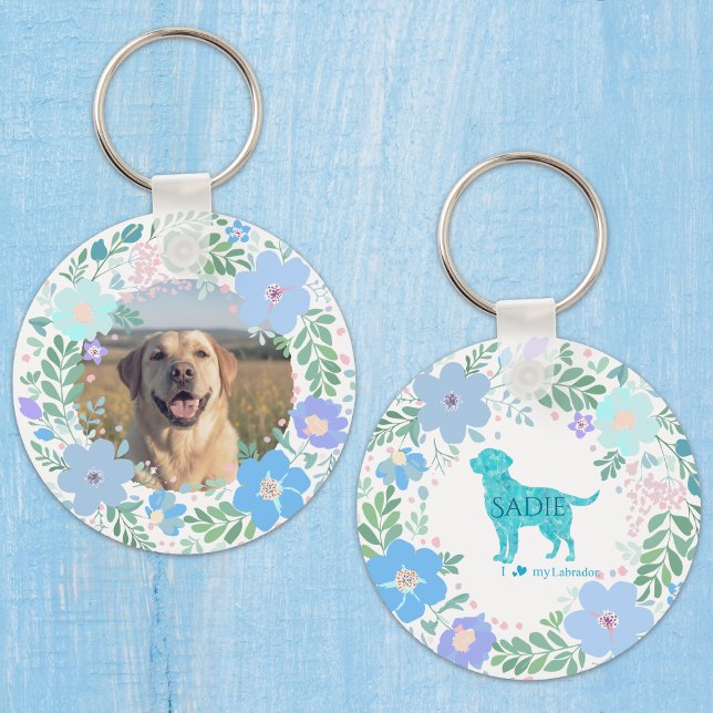 Pastel Blue Labrador Retriever Custom Photo  Schlüsselanhänger (Von Creator hochgeladen)