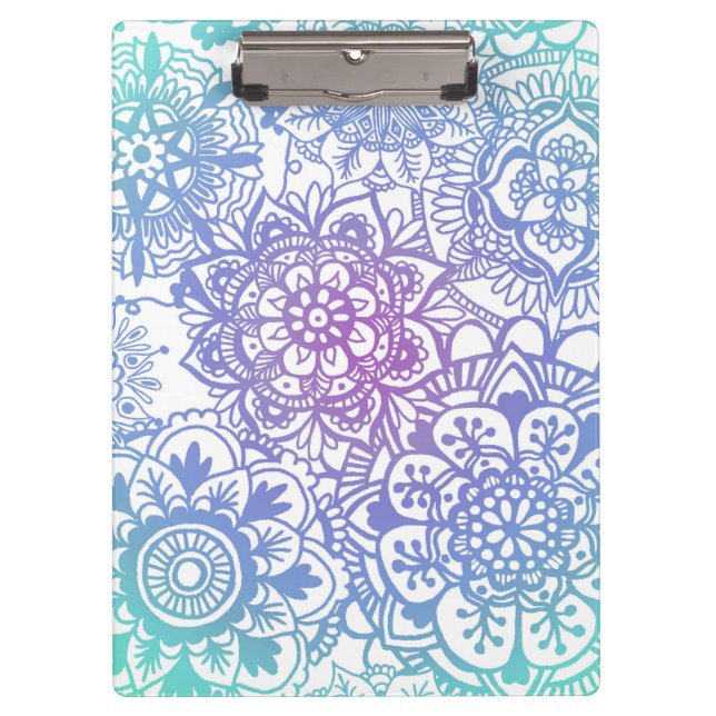 Pastel Blue Lila Mandala Pattern Klemmbrett (Vorderseite)