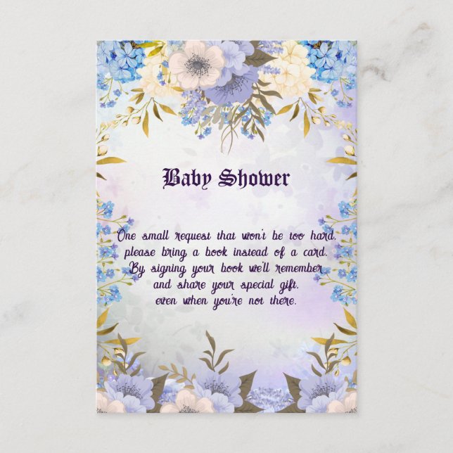 Pastel Blue Little Blume Bud Floral Baby Dusche Begleitkarte (Vorderseite)