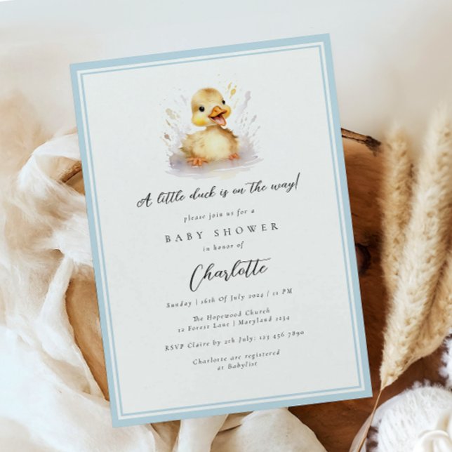 Pastel Blue Little Duck Baby Shower Einladung (Von Creator hochgeladen)