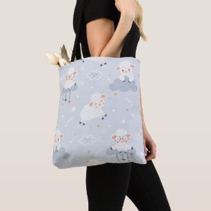 PASTEL BLUE MIT NIEDLICHEN BABY-LAMBS AUF SCHLIESS TASCHE