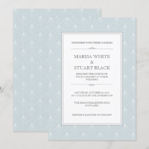 Pastel Blue Modern Art Déco Faire-part de mariage