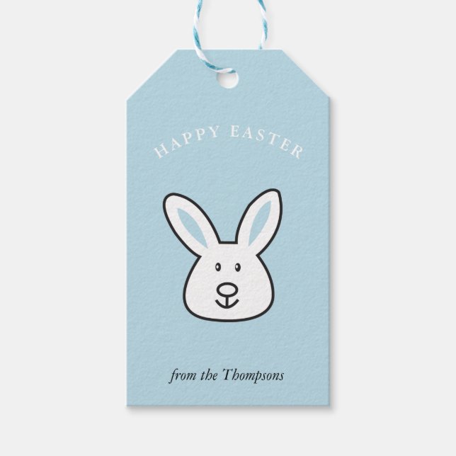 Pastel Blue Niedlich Ostersonnige Illustration Geschenkanhänger (Vorderseite)