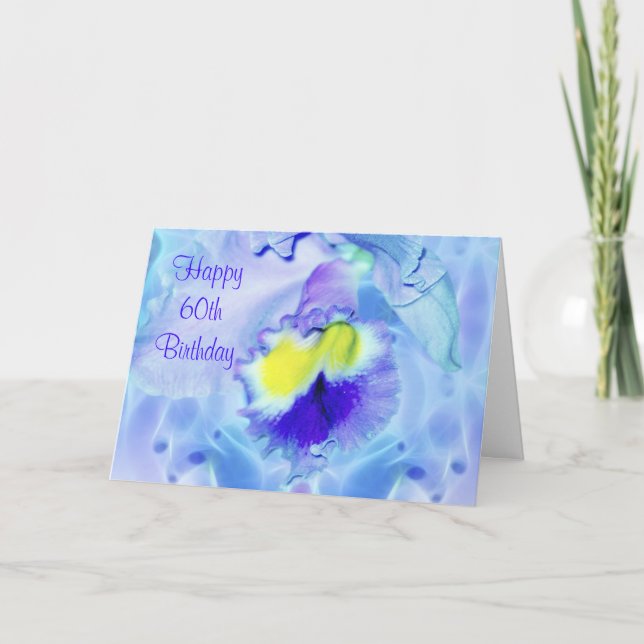 Pastel Blue Orchid Herzlichen Glückwunsch 60. Gebu Karte (Vorderseite)