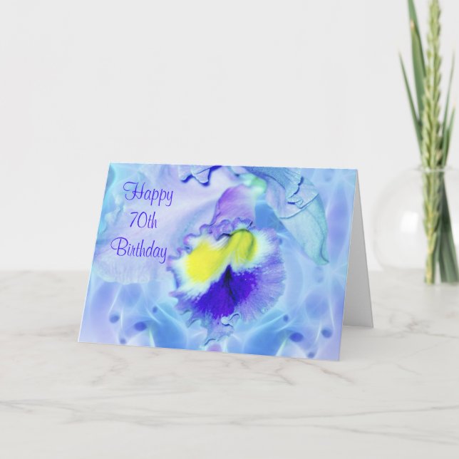 Pastel Blue Orchid Herzlichen Glückwunsch zum 70.  Karte (Vorderseite)