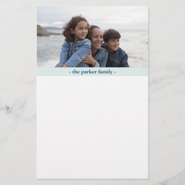 Pastel Blue Personalisiertes Familienunternehmen F Briefpapier (Vorderseite)