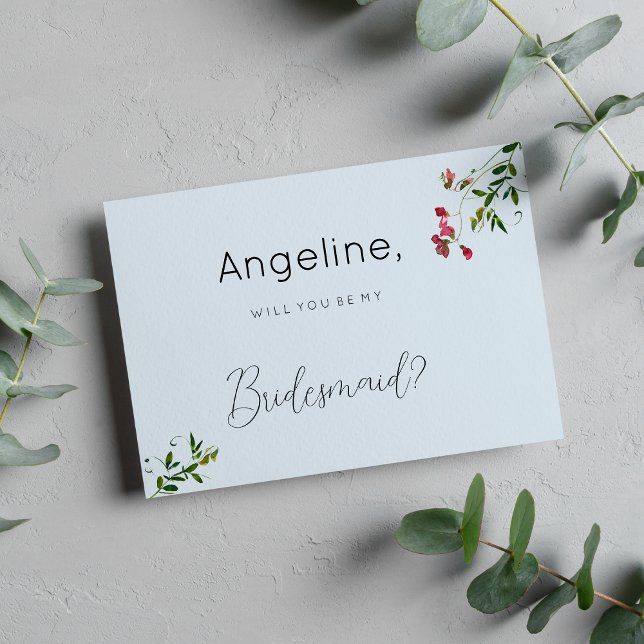 Pastel blue pink red green flowers Bridesmaid Einladung (Pastel blue pink red green flowers Bridesmaid)