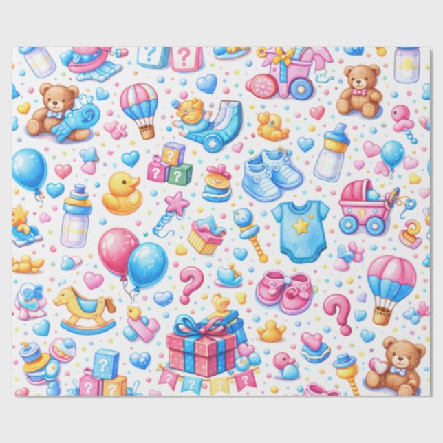 Pastel Blue Pink Toys Geschenkpapier (Flach)
