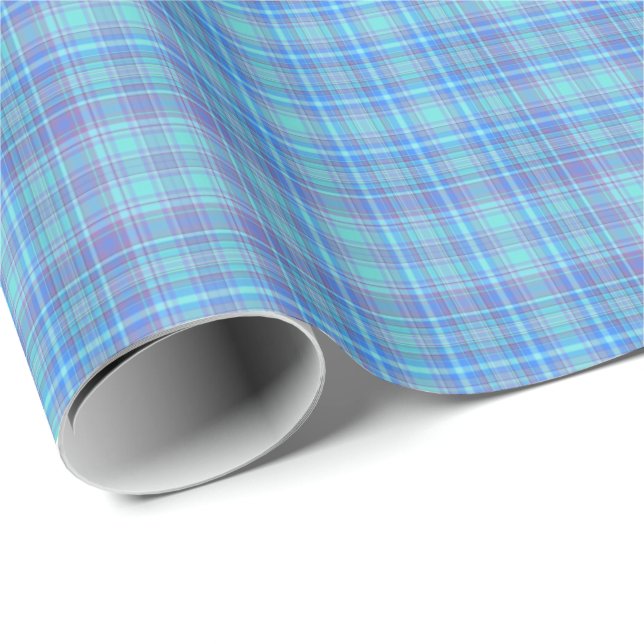Pastel Blue Plaid Pattern Geschenkpapier (Rolleneckpunkt)