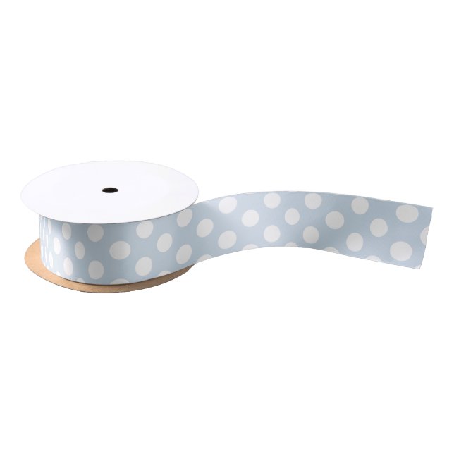 Pastel Blue Polka Dot Pattern Satin Ribbon Satinband (Spule)