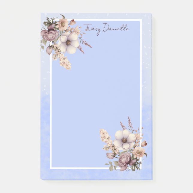Pastel Blue Pretty Floral Custom Post-it Notes (Créateur téléchargé)