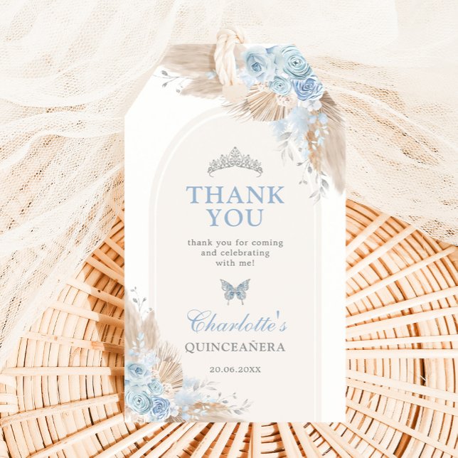 Pastel Blue Quinceanera Boho Princess Mis Quince Geschenkanhänger (Von Creator hochgeladen)