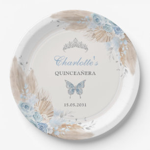 Pastel Blue Quinceanera Boho Princess Mis Quince Pappteller