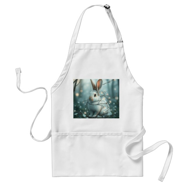 Pastel Blue Rabbit mit Twigs und Blume Schürze (Vorne)