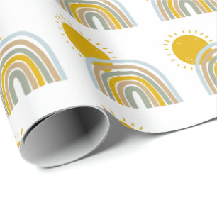 Pastel Blue Rainbow 1. Geburtstag Party Thema  Geschenkpapier