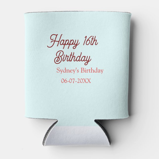 Pastel blue red happy 16th birthday name date eleg dosenkühler (Vorderseite)