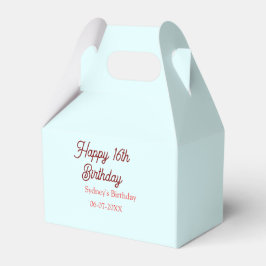 Pastel blue red happy 16th birthday name date eleg geschenkschachtel